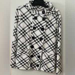 Houndstooth jacket with detachable hood